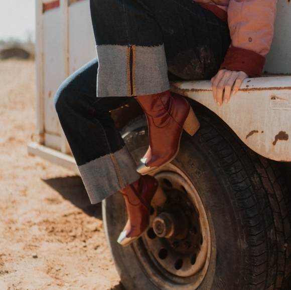 Goldie Lew Wild West Boots, Maroon Size 7.5, Similar To Free People Boots - Picture 4 of 5